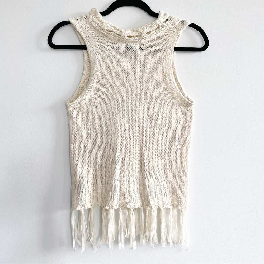 Anthropologie Pepin Boho Fringe Sweater Vest Size XSmall - Picture 2 of 7